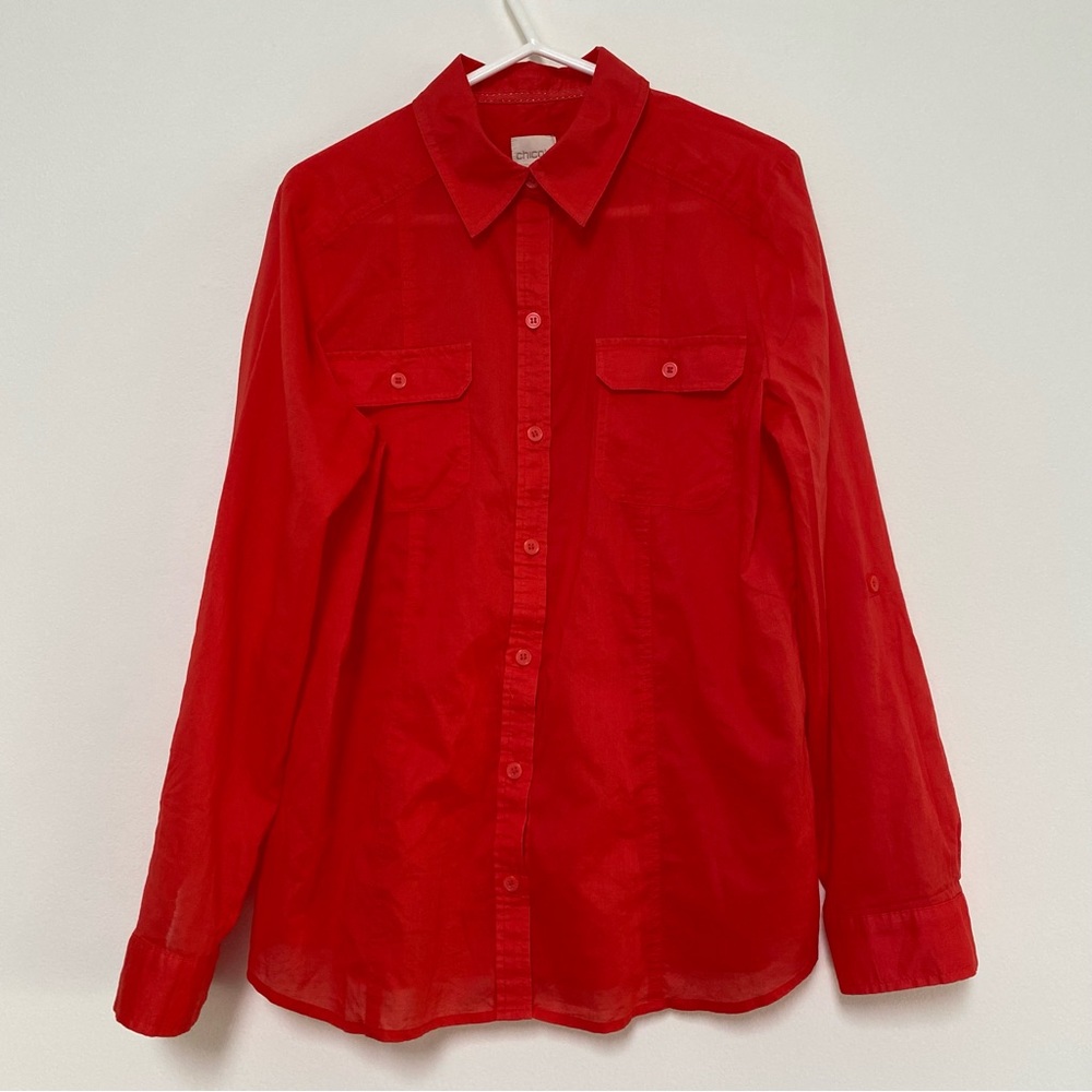 Chico’s Buttoned Down Lightweight Shirt Size 0- Small